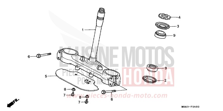 STEERING STEM for Africa Twin SHASTA WHITE (NH138H) from 1989